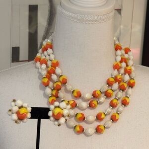 Vintage midcentury 3 piece Necklace and Earring Set